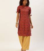 Ethnovog Ready To Wear Printed Pink N Cream Rayon Kurta set
