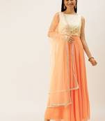 Ethnovog Ready To Wear Off White Embroidered Floor Length Anarkali Suit