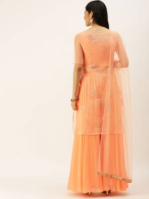Ethnovog Ready To Wear Pink N Peach Embroidered Sharara Set 2