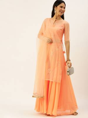 Ethnovog Ready To Wear Pink N Peach Embroidered Sharara Set 3