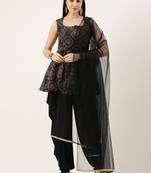 Ethnovog Ready To Wear Black Art Silk Digital Print Dhoti Pant Set