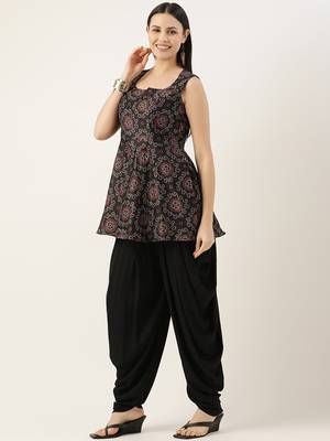 Ethnovog Ready To Wear Black Art Silk Digital Print Dhoti Pant Set 3