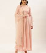 Ethnovog Ready To Wear Peach Georgette Embroidered Anarkali Suit