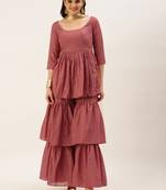 Ethnovog Ready To Wear Maroon Nylon Jacquard Gharara Set