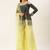Ethnovog Ready To Wear Green Embroidered Cold shoulder Palazzo Set
