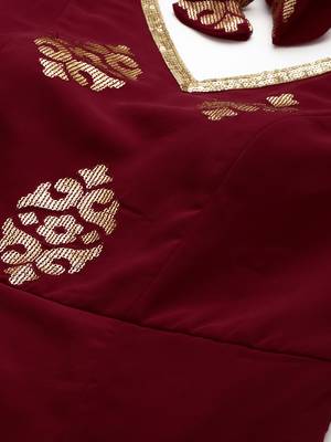 Ethnovog Ready To Wear Maroon Embroidered Anarkali Suit Set 4