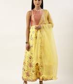 Ethnovog Ready To Wear Yellow Organza Embroidered Anarkali Suit