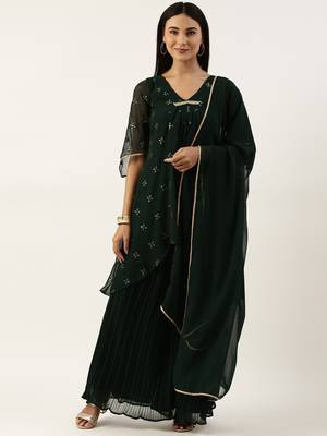 Ethnovog Ready To Wear Green Embroidered Salwar Set 1