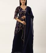 Ethnovog Ready To Wear Royal Blue Georgette Sequins Embroidered Salwar Set