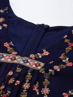 Ethnovog Ready To Wear Royal Blue Georgette Sequins Embroidered Salwar Set 4