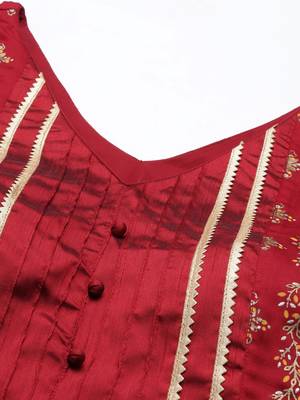 Ethnovog Ready To Wear Maroon Art Silk Salwar N Palazzo Suit 4