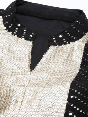 Ethnovog Ready To Wear Black Georgette Sequins Narrow Straight Pant Suit 4