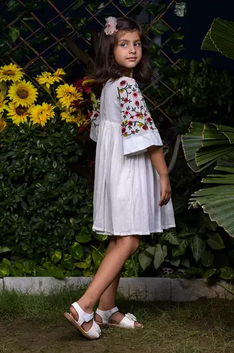 Multicolor Floral Vines Embroidery Dress