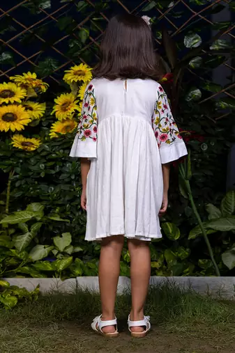 Multicolor Floral Vines Embroidery Dress