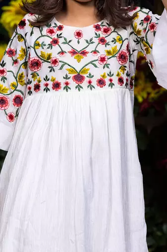 Multicolor Floral Vines Embroidery Dress
