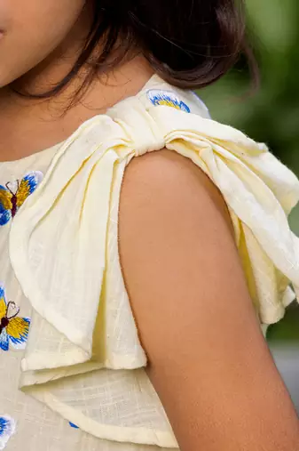 Blue Butterflies Embroidery Dress
