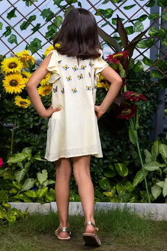 Blue Butterflies Embroidery Dress