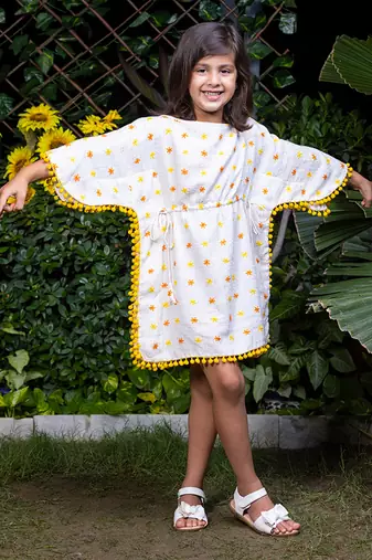 Floral Embroidery Kaftan Dress