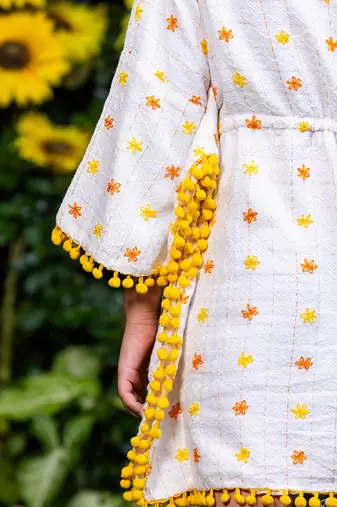 Floral Embroidery Kaftan Dress