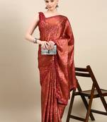 Kasee Fancy Digital Printed Copper Satin Saree With Sequence Border For Women