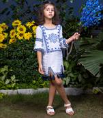 Floral Motif Embroidery Short Cotton Dress