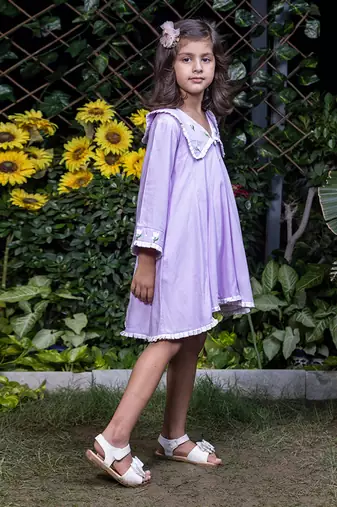 Chelsea Collar Floral Embroidery Lavender Dress