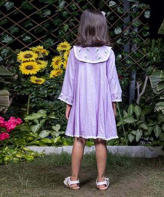 Chelsea Collar Floral Embroidery Lavender Dress 3