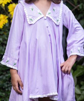 Chelsea Collar Floral Embroidery Lavender Dress 4