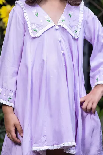 Chelsea Collar Floral Embroidery Lavender Dress