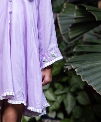 Chelsea Collar Floral Embroidery Lavender Dress 5