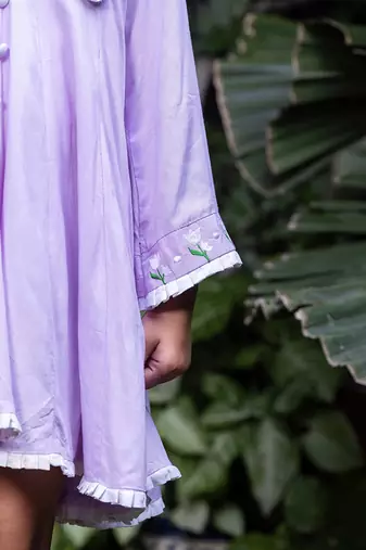 Chelsea Collar Floral Embroidery Lavender Dress