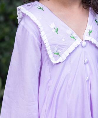 Chelsea Collar Floral Embroidery Lavender Dress 6