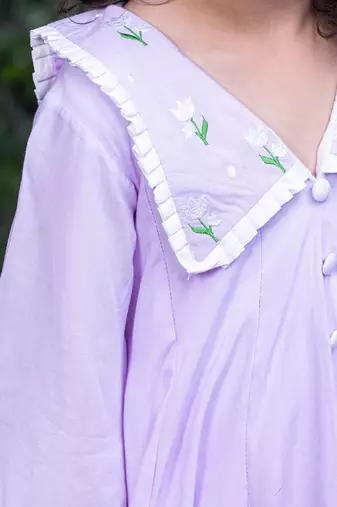 Chelsea Collar Floral Embroidery Lavender Dress