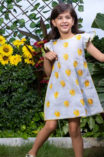 Peacock Motif Embroidery Short Dress