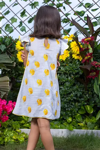 Peacock Motif Embroidery Short Dress