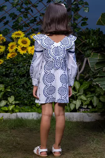Shifali Blue Floral Embroidery Dress