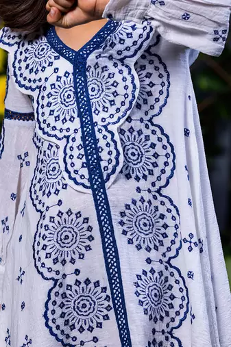 Shifali Blue Floral Embroidery Dress