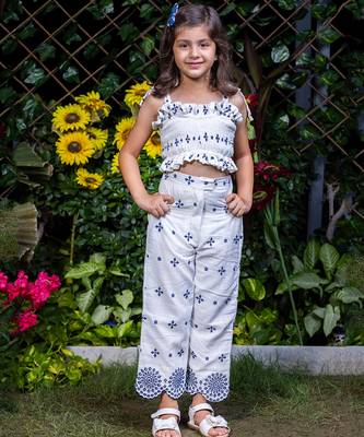 Shifali Blue Embroidery Crop Top and Pants Co-ord 1