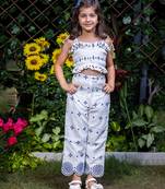 Shifali Blue Embroidery Crop Top and Pants Co-ord