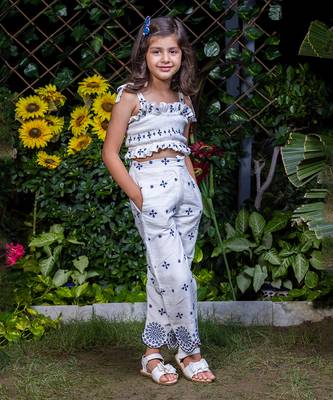 Shifali Blue Embroidery Crop Top and Pants Co-ord 2