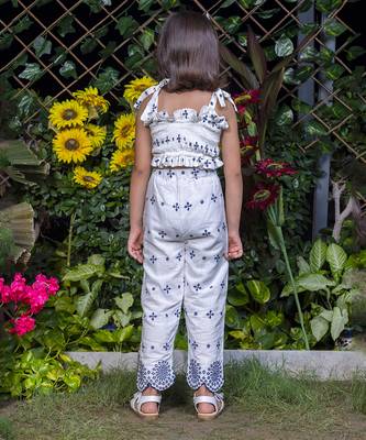 Shifali Blue Embroidery Crop Top and Pants Co-ord 3