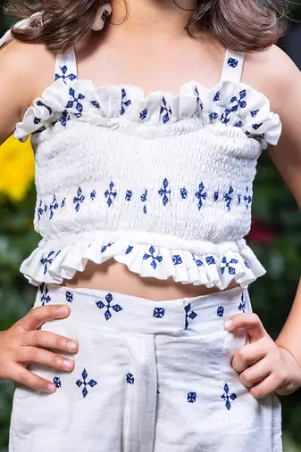 Shifali Blue Embroidery Crop Top and Pants Co-ord