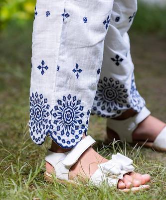 Shifali Blue Embroidery Crop Top and Pants Co-ord 6