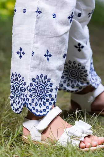 Shifali Blue Embroidery Crop Top and Pants Co-ord