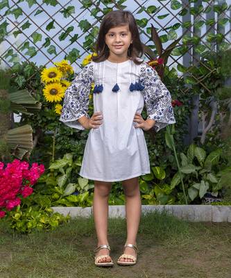 Dense Floral Sleeve Embroidery Dress 1