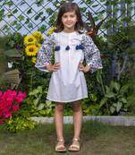 Dense Floral Sleeve Embroidery Dress