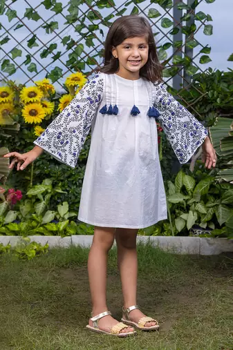 Dense Floral Sleeve Embroidery Dress