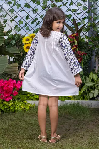 Dense Floral Sleeve Embroidery Dress