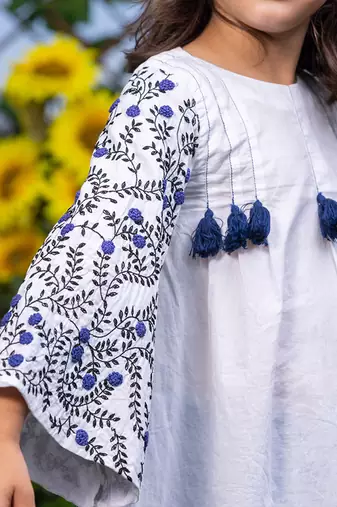 Dense Floral Sleeve Embroidery Dress