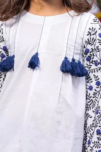 Dense Floral Sleeve Embroidery Dress